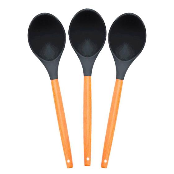 Imagem de Kit 3 Colheres Silicone 32cm - Resistente 240C