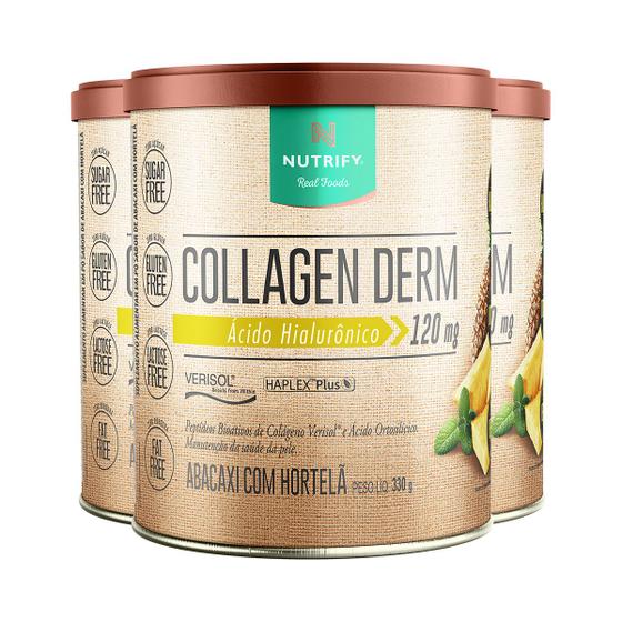 Imagem de Kit 3 Collagen Derm Hialurônico Abacaxi com Hortelã Nutrify 330g