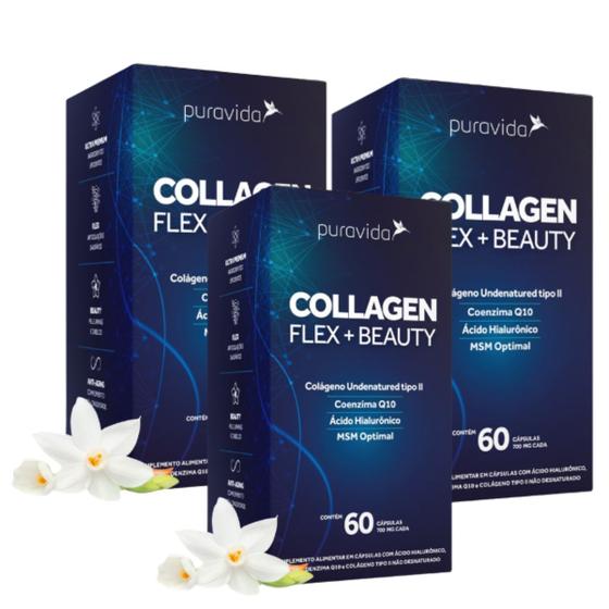 Imagem de Kit 3 Collagen Flex Beauty Colágeno Tipo 2  Coq10 Puravida