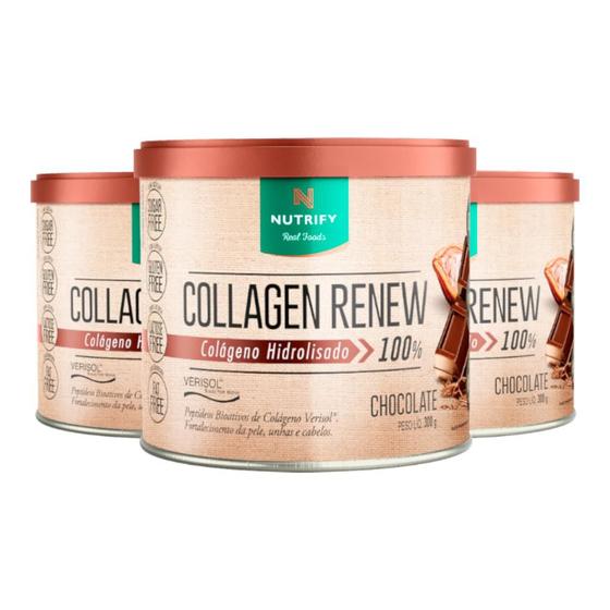 Imagem de Kit 3 Collagen Renew Colágeno Hidrolisado Chocolate Nutrify 300g