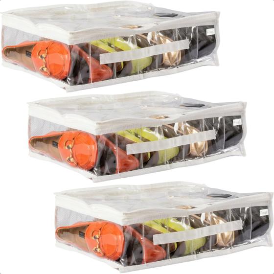 Imagem de Kit 3 Colmeia Fechada Organizadora Sapatos Roupas Toalhas Branca 30x45x12cm