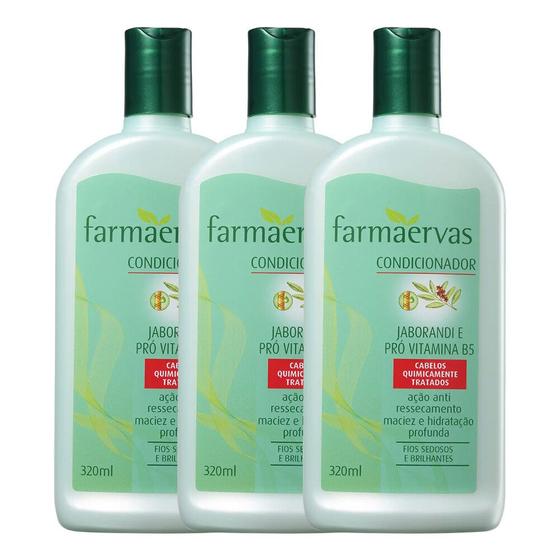 Imagem de Kit 3 Condicionador Jaborandi e Vitamina B5 320ml Farmaervas