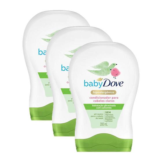 Imagem de Kit 3 Condicionadores Baby Dove Cabelos Claros 200ml