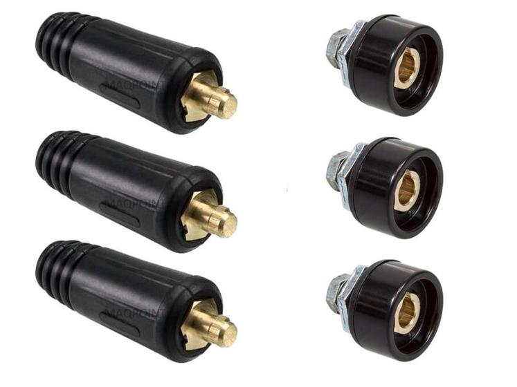 Imagem de Kit - 3 Conector Engate Rápido 9mm Macho Para Cabo + 3 Conector Engate Rápido 9mm Fêmea Para Painel