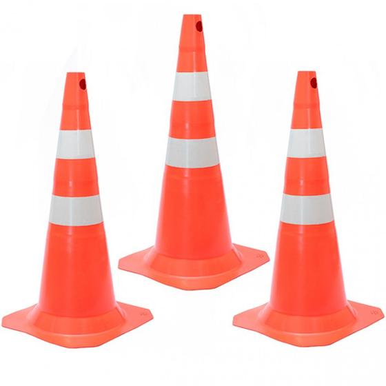 Imagem de Kit 3 Cones para sinalização 75 cm com 2 faixas - RM-41 - MultiMarcas