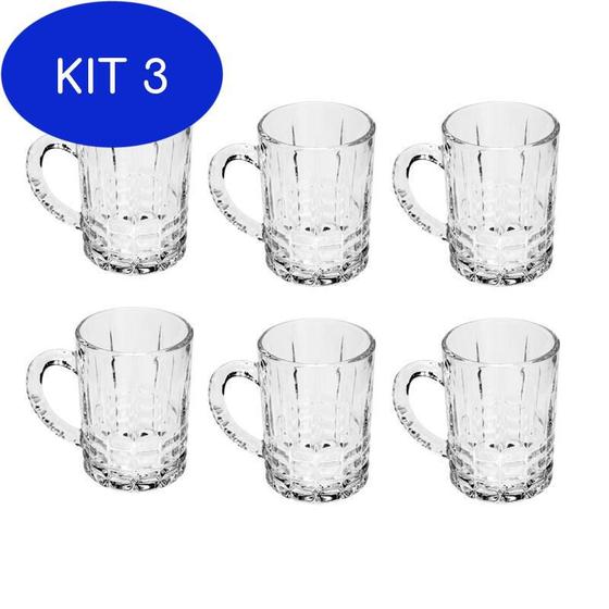 Imagem de Kit 3 Conjunto 6 Canecas Para Cappuccino de Vidro Calcutá
