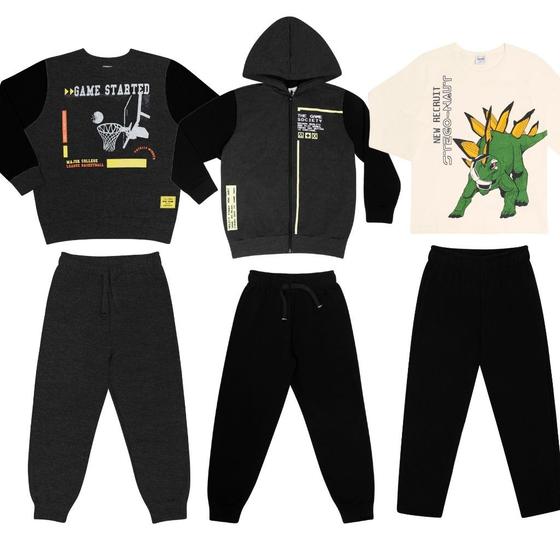 Imagem de Kit 3 Conjunto de Moletom Infantil Masculino Menino Barato