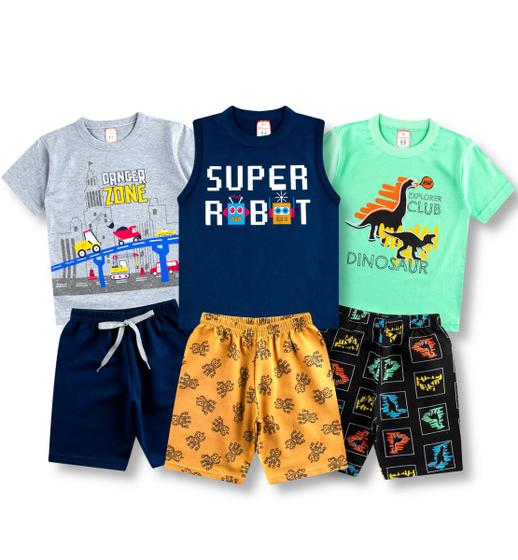 Imagem de Kit 3 Conjunto Infantil Masculino Roupa Menino Atacado