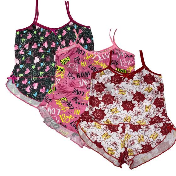 Imagem de Kit 3 Conjunto Short Doll Cropped Estampa Blogueirinha Datha