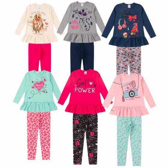 Imagem de Kit 3 Conjuntos de Frio Confortavel Moda Infantil Menina