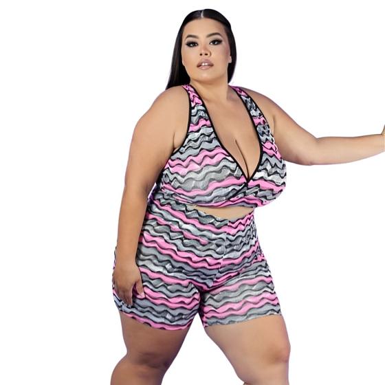 Imagem de Kit 3 Conjuntos Feminino Plus Size Fitness Roupa Academia 