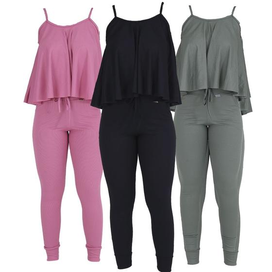 Imagem de Kit 3 Conjuntos Ribana Blusa Godê Calça com Bolsos