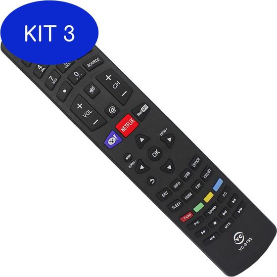 Imagem de Kit 3 Controle Remoto Smart Tv Philco Botao Netflix Yahoo vc8135