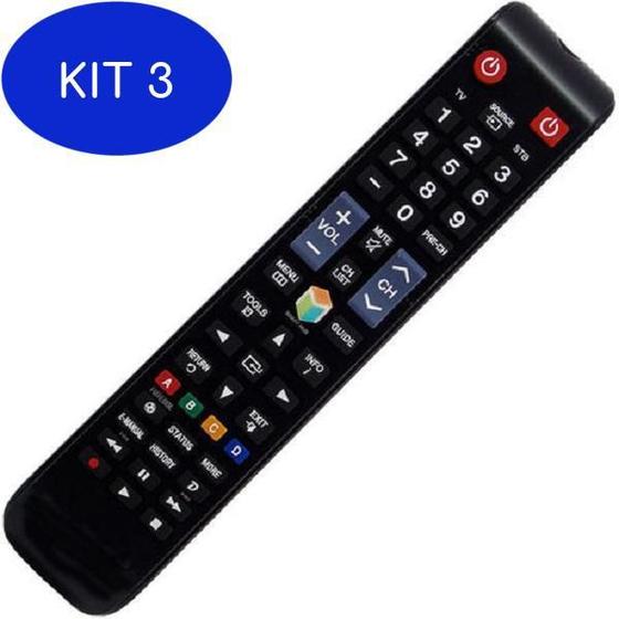Imagem de Kit 3 Controle Remoto Smart Tv Samsung Lcd/Led 3D E Função Futebol