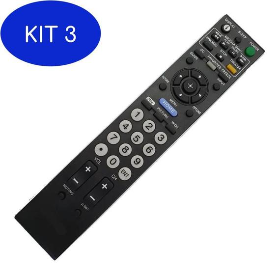 Imagem de Kit 3 Controle Remoto Tv Lcd Led Sony Rm-Yd066 Kdl 32Bx425 40Bx425
