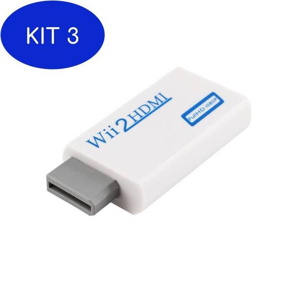 Imagem de Kit 3 Conversor Wii para HDMI (Full Hd 1080p)