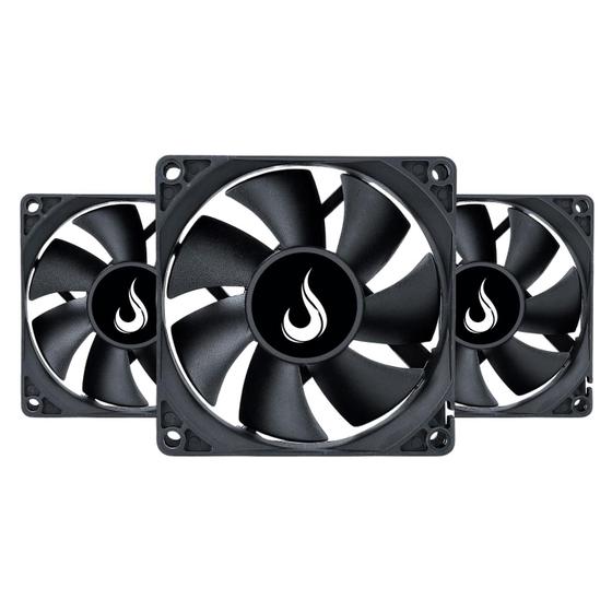 Imagem de Kit 3 Cooler Fan Rise Mode Black 80mm 12v Preto - RM-BK-02-FB