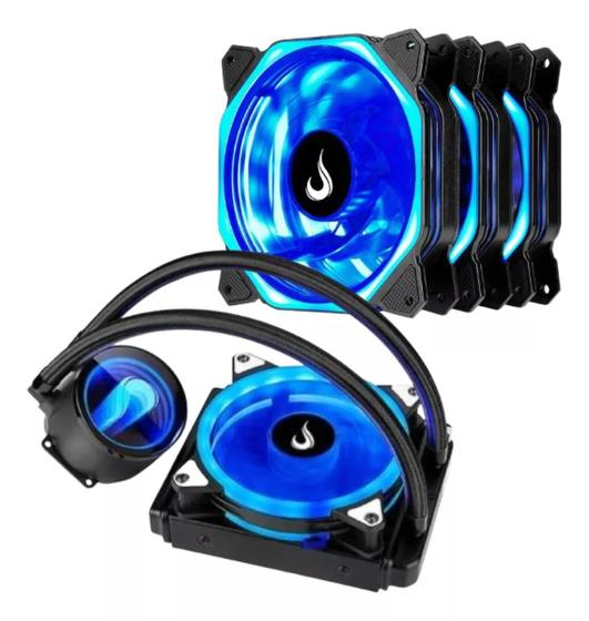 Imagem de Kit 3 Cooler Fan  Water Cooler 120mm Rise LED Rgb com Controladora para Intel e Amd Kit Completo