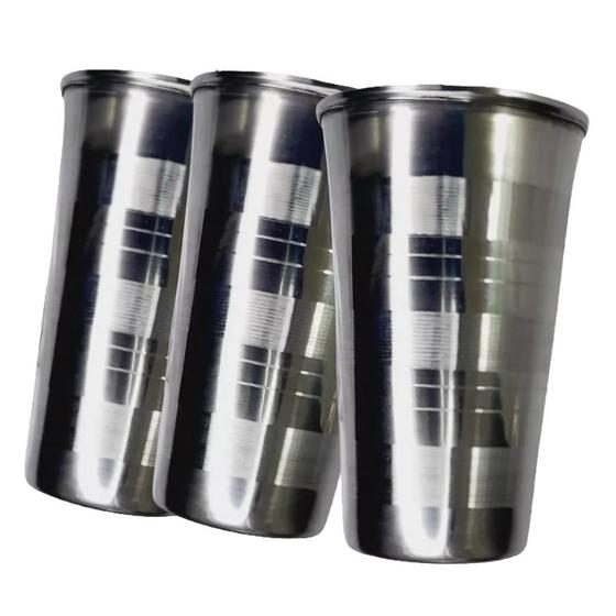 Imagem de Kit 3 Copos De Inox Resistente Para Cerveja Agua Suco 250ml