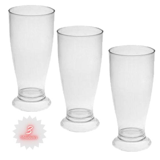Imagem de Kit 3 Copos Mini Tulipa Acrílico Transparente 220ml Chopp