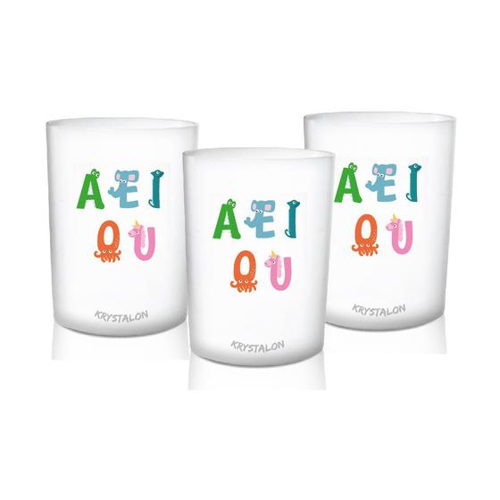 Kit 3 Copos Personalizados Abecedario Dia das Crianças Menor preço em Kit 3 Copos Personalizados Abecedario Dia das Crianças