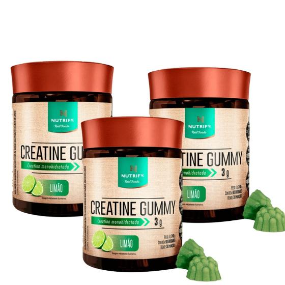 Imagem de Kit 3 Creatine Gummy 60 Gomas Creatina Monohidratada 3g Nutrify