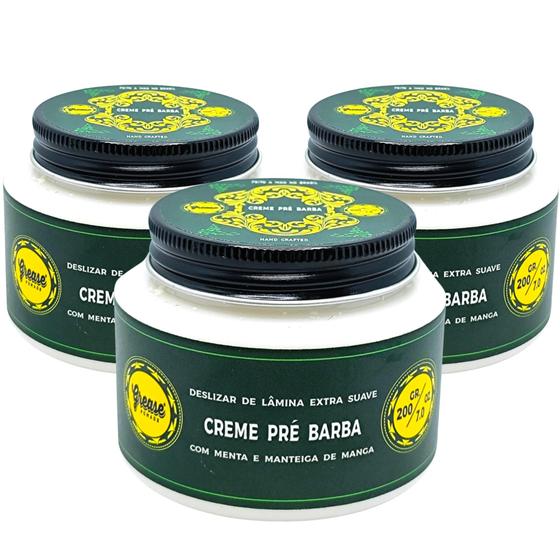 Imagem de Kit 3 Creme De Barbear Grease Pomade Mentolado 200g