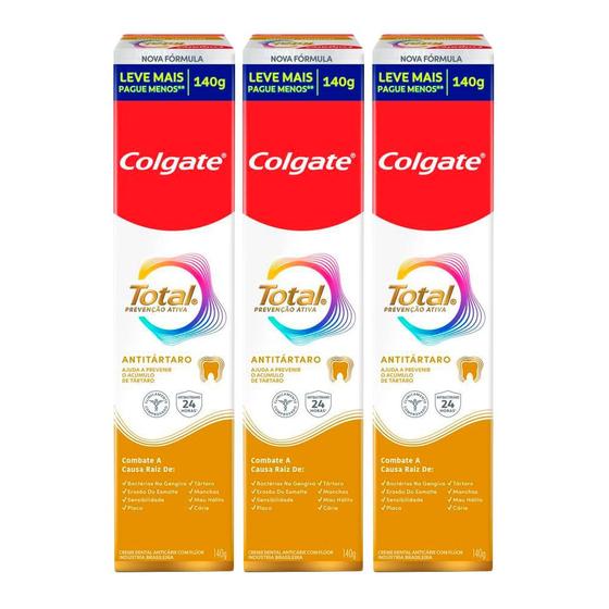 Imagem de Kit 3 Creme Dental Colgate Total Anti Tártaro 140g