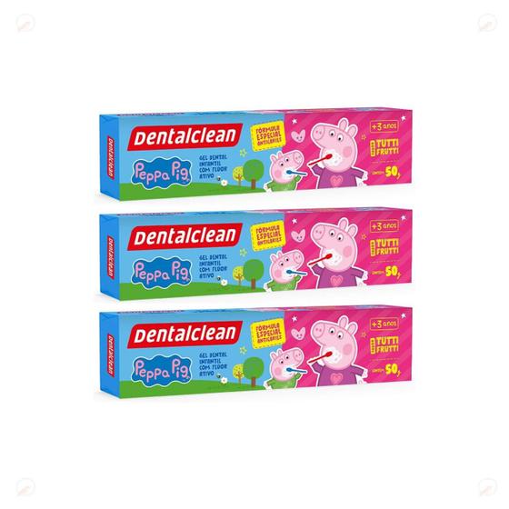 Imagem de Kit 3 Creme Dental Infantil Com Fluor Dentalclean Peppa Pig