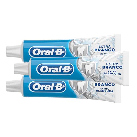 Imagem de Kit 3 Creme Dental Oral-B Extra Branco 150g