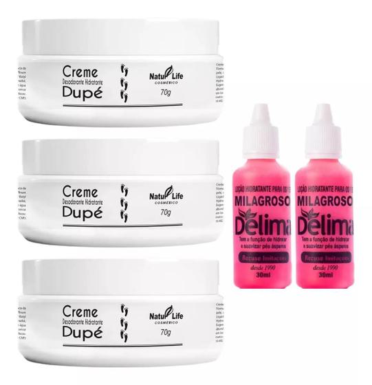 Imagem de Kit 3 Creme Desodorante Dupé Natulife 160g + 2 Loção Milagroso Delima Suave Fragrance