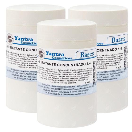 Imagem de Kit 3 Creme Hidratante Concentrado Neutro 1Kg Rende 4Kg