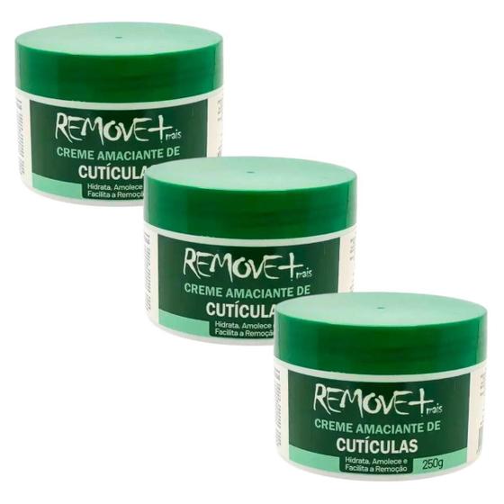 Imagem de Kit 3 Cremes Amaciantes De Cutículas 250G Remove Mais