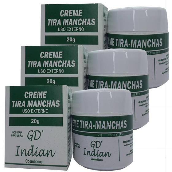 Imagem de Kit 3 Cremes Tira Manchas Escuras Da Pele Gd Indian 20G