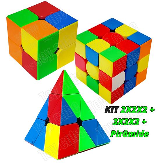 Imagem de Kit 3 Cubo Mágico 2x2x2+3x3x3+pirâmide Profissional Moyu