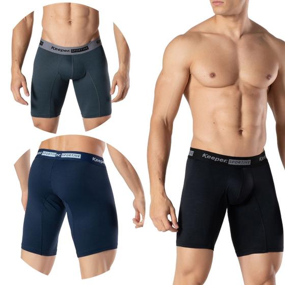 Imagem de Kit 3 Cueca Boxer LongLeg Anti Assadura Esportiva Microfibra Box Ciclista Academia Corrida