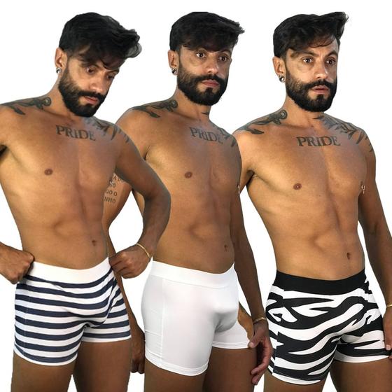 Imagem de Kit 3 Cueca Boxer Masculina Macia Durável Sem Forro Qualidade e Conforto