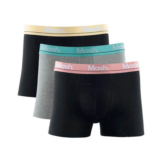 Imagem de Kit 3 Cuecas Boxer Mash Cotton Preto Cinza