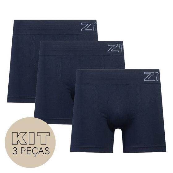 Imagem de Kit 3 Cuecas Boxer Sem Costura Azul Navy