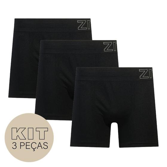 Imagem de Kit 3 Cuecas Boxer Sem Costura Preto