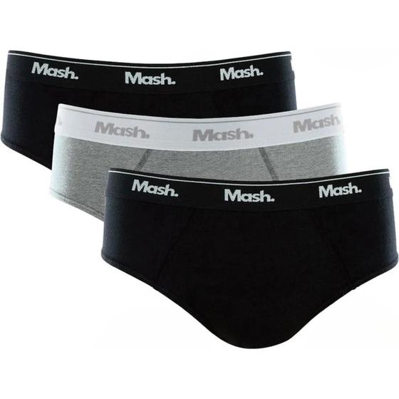Imagem de Kit 3 Cuecas Masculinas Slip Elástico Algodão Basic 010.04 Mash Preto
