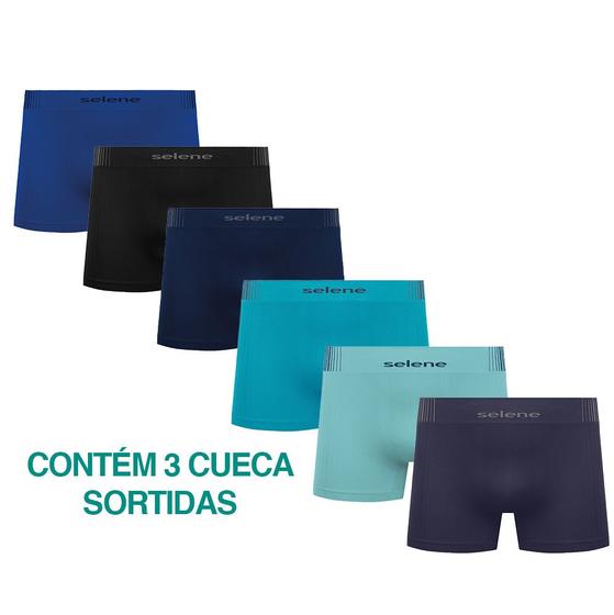 Imagem de Kit 3 Cuecas Microfibra Boxer Box Modelo Sem Costura Masculina Adulta