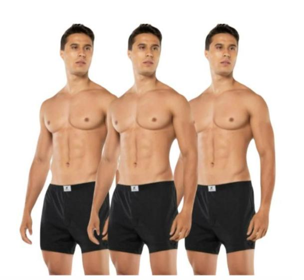 Imagem de Kit 3 Cuecas Samba Canção Algodão Lisa com Abertura Frontal Keeper