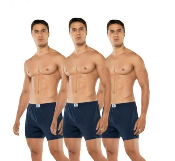 Imagem de Kit 3 Cuecas Samba Canção Algodão Lisa com Abertura Frontal Keeper