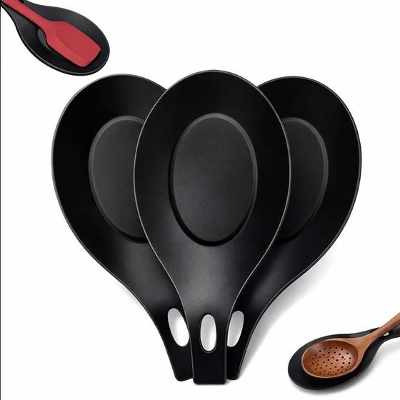 Kit 3 Descanso de Talheres em silicone Suporte Apoio de Colher e Faca Bancada Pia Cozinha Jantar