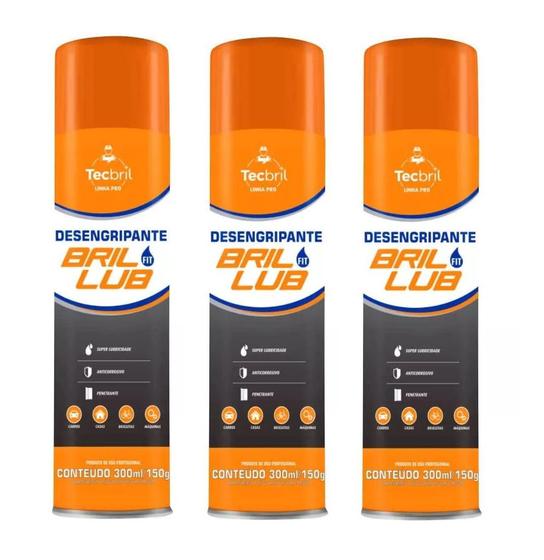 Kit 3 Desengripantes Automotivo Spray Fit Tecbril 300ml Menor preço em Kit 3 Desengripantes Automotivo Spray Fit Tecbril 300ml