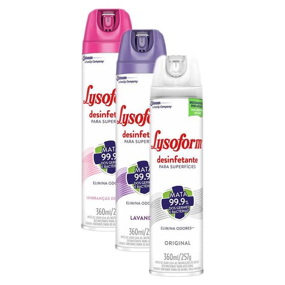 Kit 3 Desinfetante Lysoform Aerossol 360ml - Desinfetante - Magazine Luiza