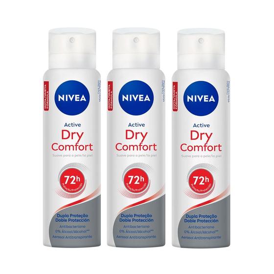 Imagem de Kit 3 Desodorante Antitranspirante Aerosol Nivea Dry Comfort 150ml