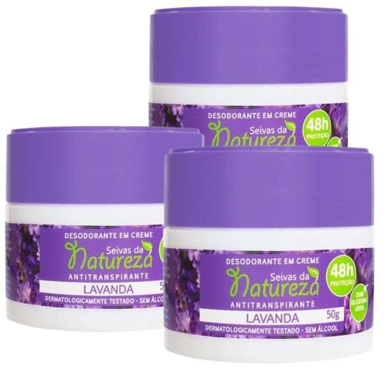 Imagem de Kit 3 Desodorante Creme 50g Lavanda