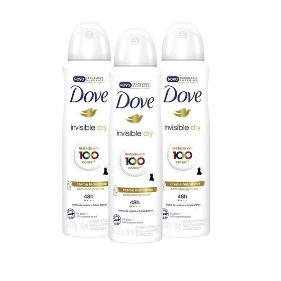 Imagem de Kit 3 Desodorante Dove Invisible Dry 150ml